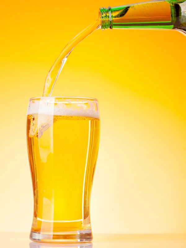 Beer bottle and glass